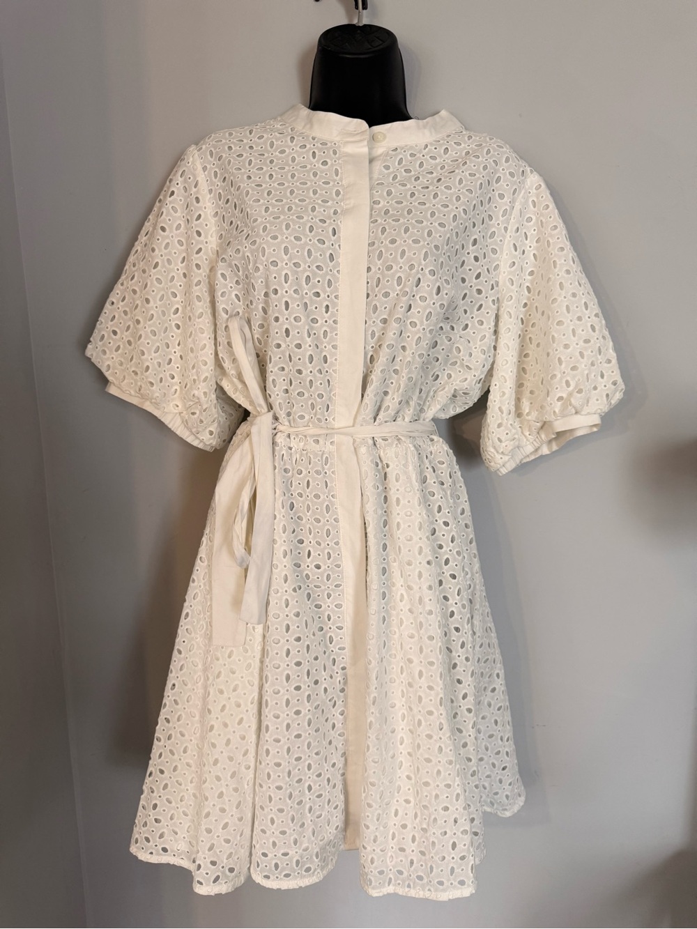 Nine West Ivory Eyelet Belted Mini Dress